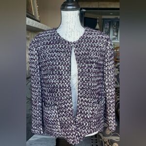 St. John Couture Womens Wool Blend Tweed Blazer Hip Pockets